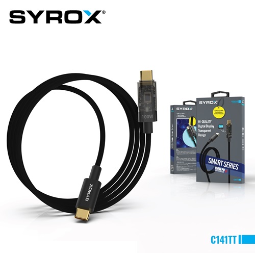 Syrox PD 100W Type-C To Type-C LED Ekran Kablo