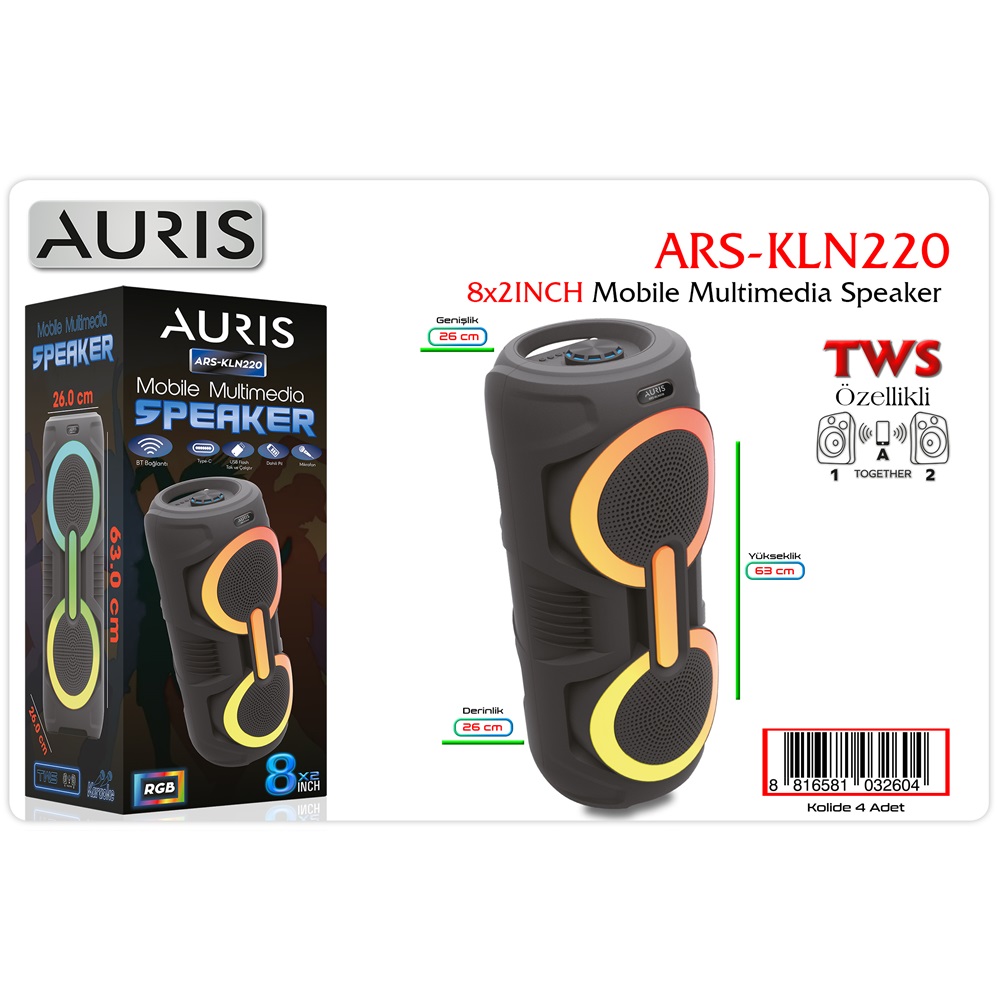 Auris KLN220 Speaker 2x8 inç
