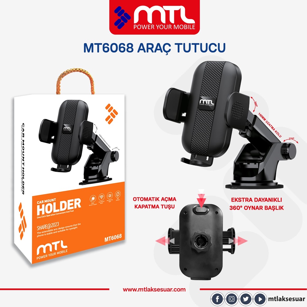 MTL Car Mount 140mm Araç Tutucu