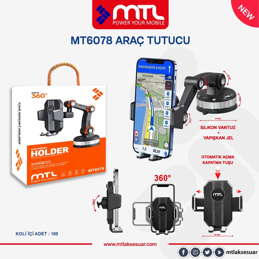 MTL 360 Rotation Araç Tutucu