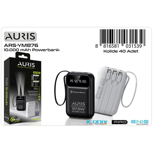 Auris 10000 Mah Kablolu Powerbank