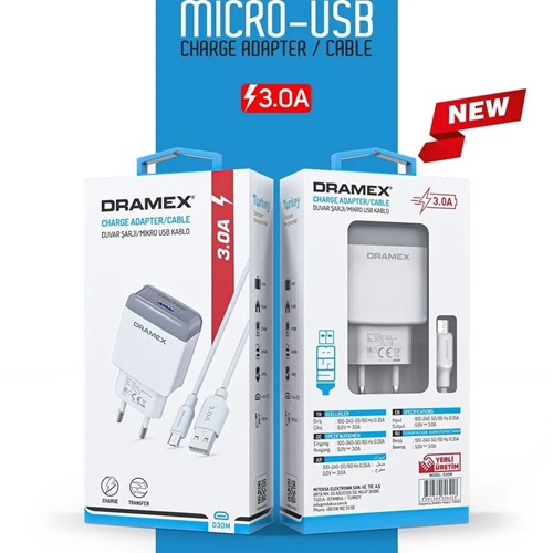 Dramex 3.0A Usb Giriş Micro Set