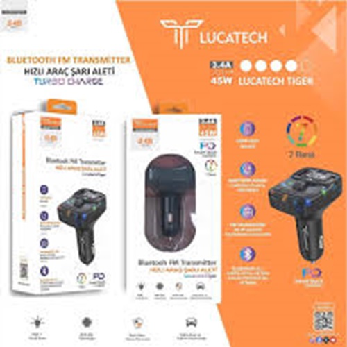Lucatech Bluetooth FM Transmitter Hızlı Araç Şarj Aleti