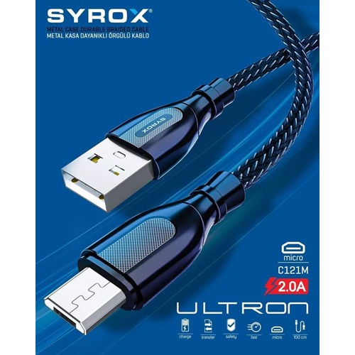 Syrox Micro 2A 1M Metal Kablo İp Sargı-SYX-C121M