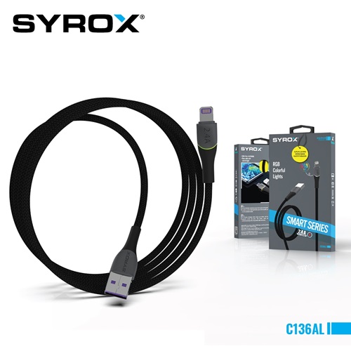 Syrox 2.4A USB To Lightning RGB Işıklı Kablo