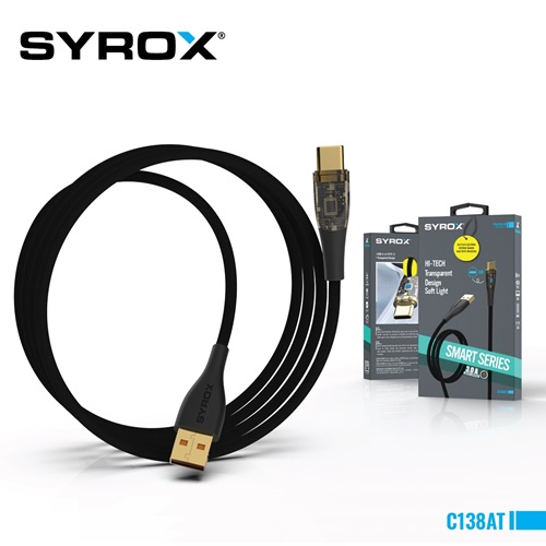 Syrox Usb-A to Type-C 3.0A Yüksek Kalite Ledli Örgü Kablo