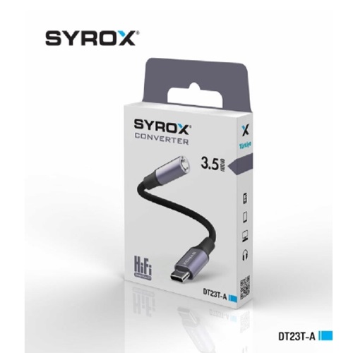 Syrox 3.5A Audio > Type-c Dönüştürücü SYX-DT23T-A İp Sargı