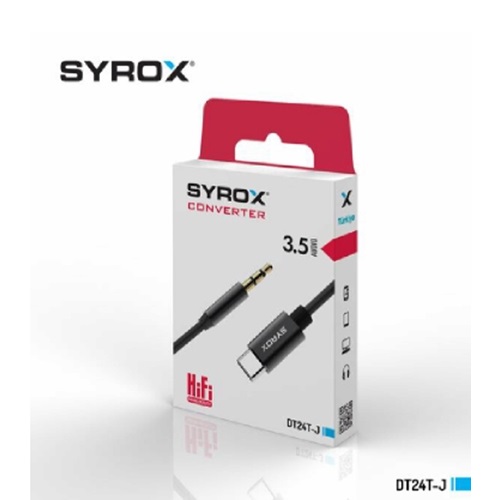 Syrox 3.5A Audio > Type-C Dönüştürücü (SİYAH BEYAZ) SYX-DT24T-J