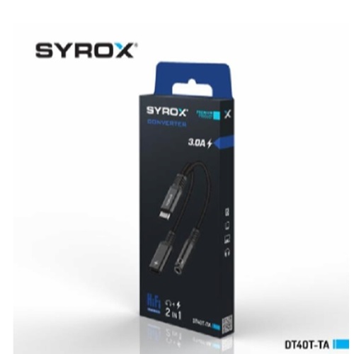Syrox 3.0A Audio / Type-C > Type-C Dönüştürücü İp Sargı DT40T-TA